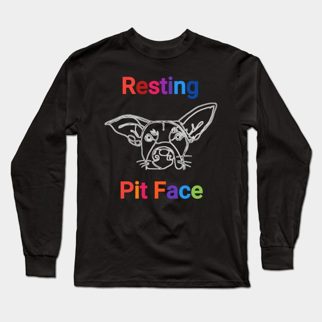 Vintage resting pit face dog Long Sleeve T-Shirt by FouadBelbachir46